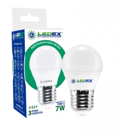 Светодиодная лампочка LEDEX 7W E27 PREMIUM (Шарик)